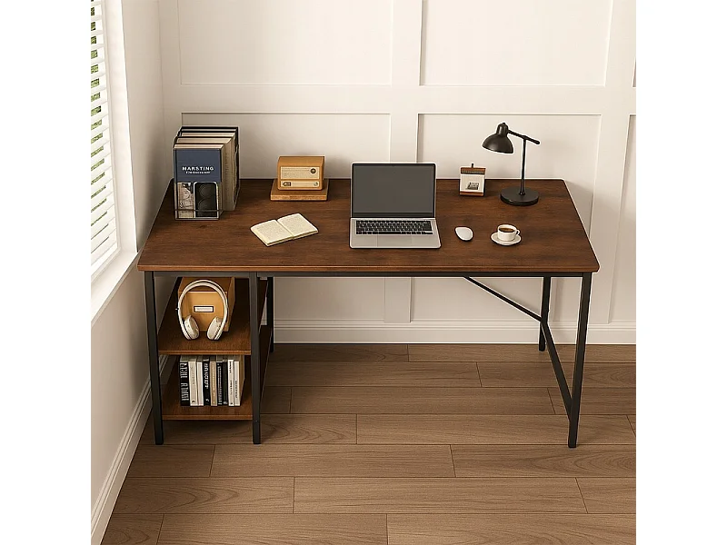 Biurko Komputerowe Metalowe Gamingowe Loftowe Industrialne 2 Półki 120 Cm