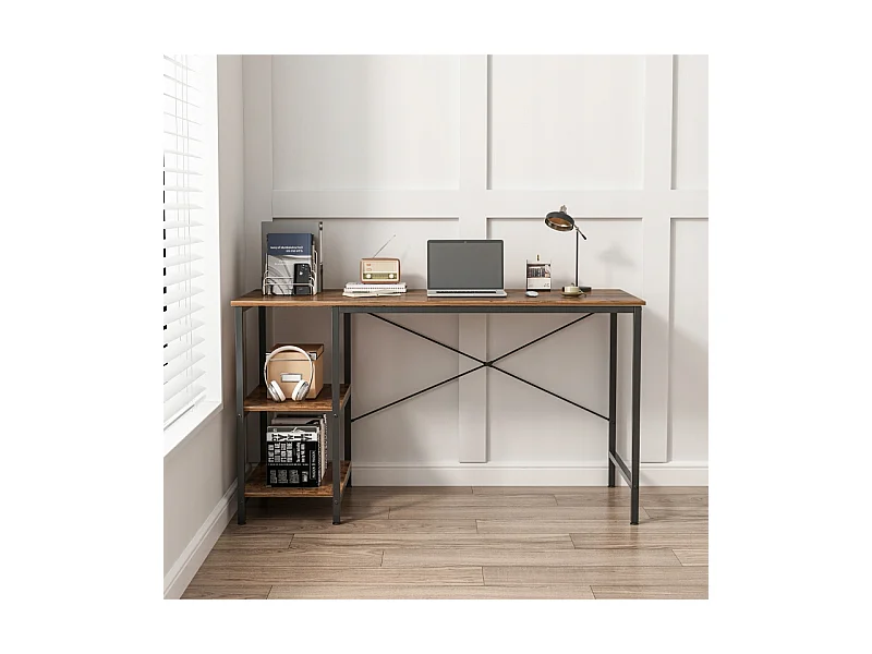 Biurko Komputerowe Metalowe Gamingowe Loftowe Industrialne 2 Półki 120 Cm