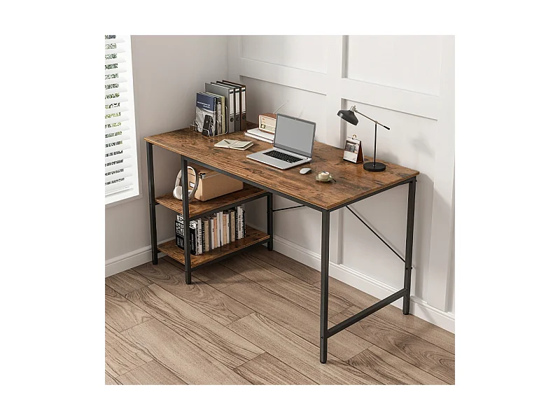 Biurko Komputerowe Metalowe Gamingowe Loftowe Industrialne 2 Półki 120 Cm