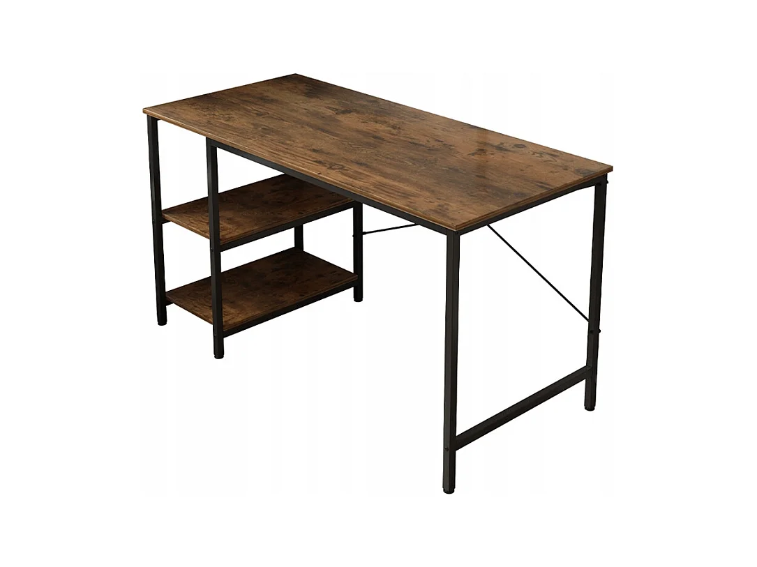 Biurko Komputerowe Metalowe Gamingowe Loftowe Industrialne 2 Półki 120 Cm