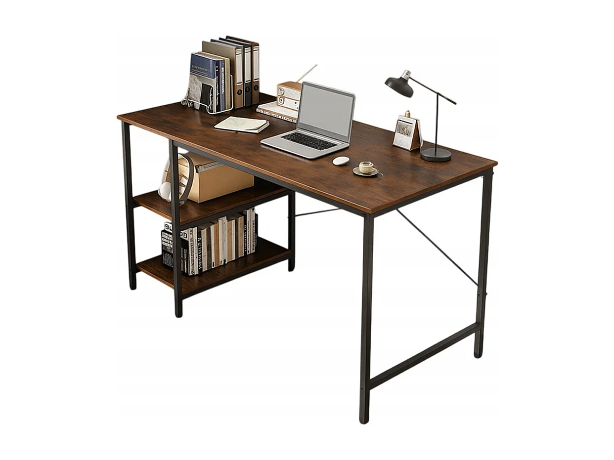 Biurko Komputerowe Metalowe Gamingowe Loftowe Industrialne 2 Półki 120 Cm