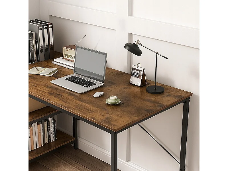 Biurko Komputerowe Metalowe Gamingowe Loftowe Industrialne 2 Półki 120 Cm