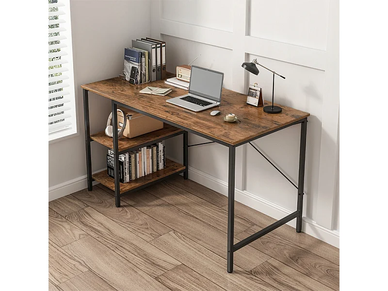Biurko Komputerowe Metalowe Gamingowe Loftowe Industrialne 2 Półki 120 Cm