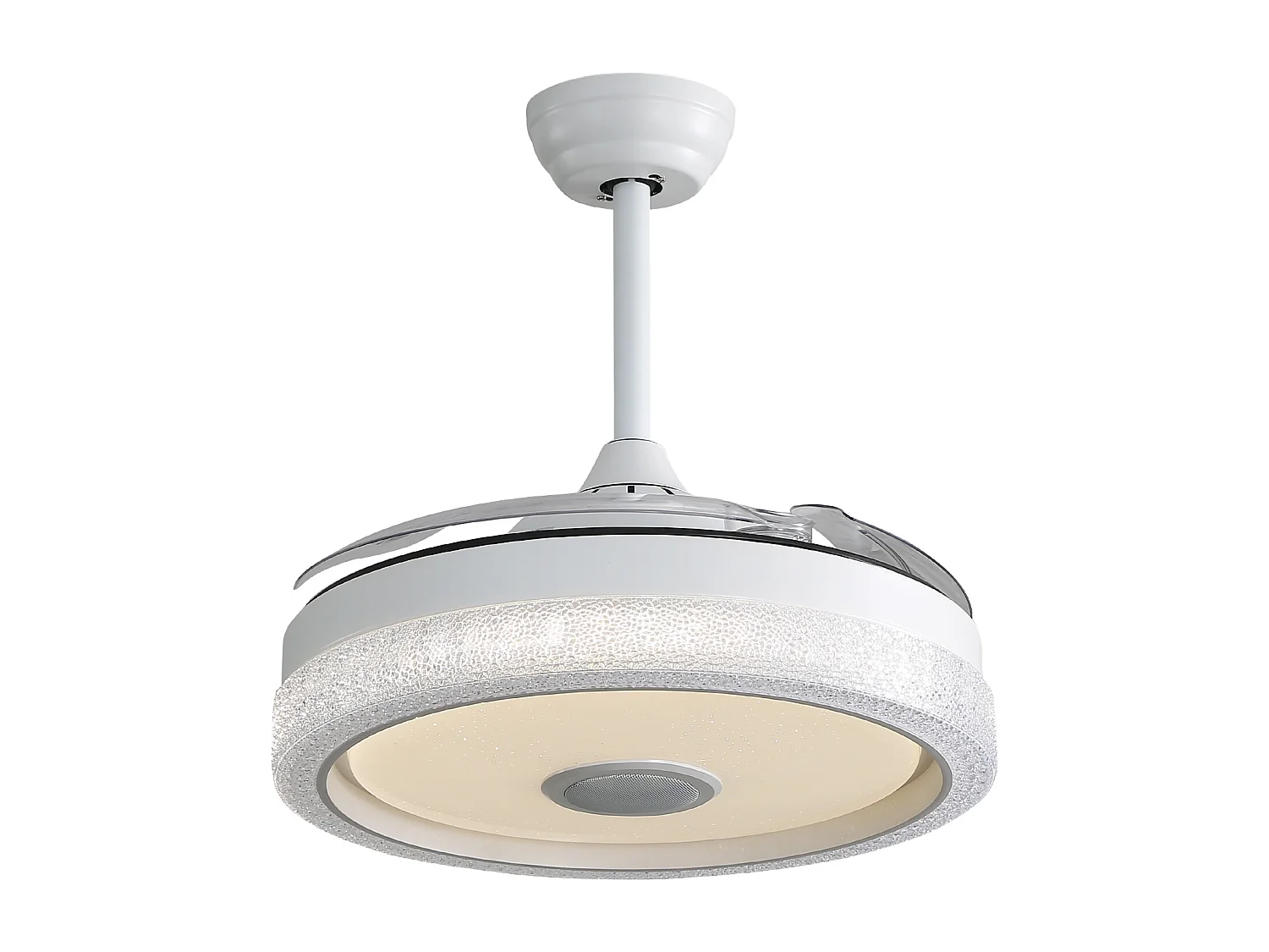 Ventilateur de plafond blanc 2 pouces – Ventilateur de plafond avec éclairage LED et lecteur de musique Bluetooth – pour salon et chambre