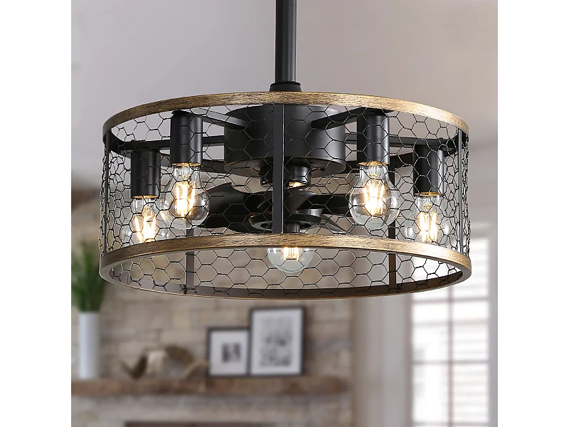 Ventilateur de plafond noir 20 pouces – Ventilateur de plafond avec 7 pales en ABS et télécommande – pour salon et salle à manger