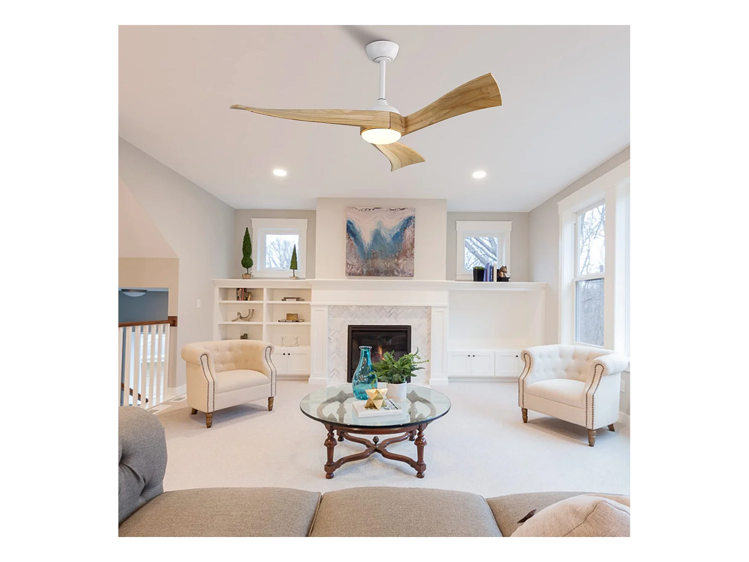 Ventilatore da soffitto singolo da 52 pollici --- Ventilatore da soffitto a 6 velocità con telecomando - per soggiorno e camera da letto