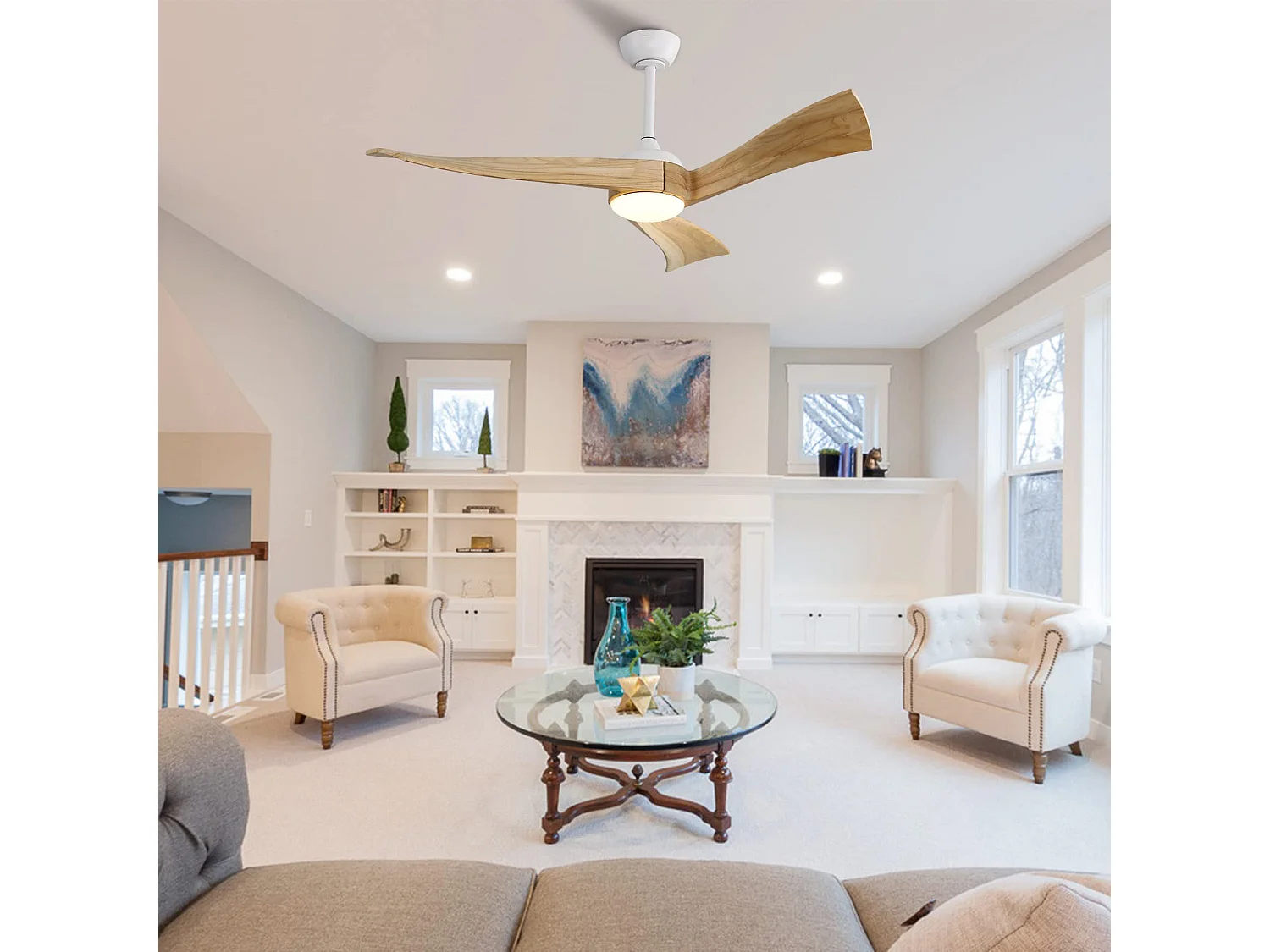 52 Zoll Einzel-Deckenventilator --- 6-Gang-Deckenventilator mit Fernbedienung - für Wohnzimmer und Schlafzimmer