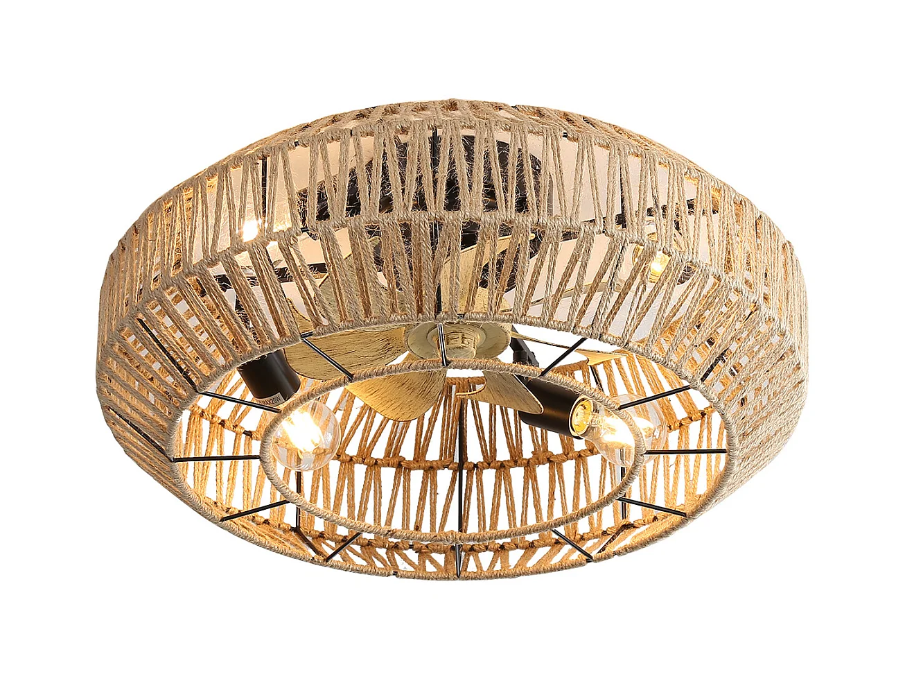 Ventilateur de plafond 22 pouces - Ventilateur de plafond avec canne et ampoule intégrées - 6 vitesses - pour salon