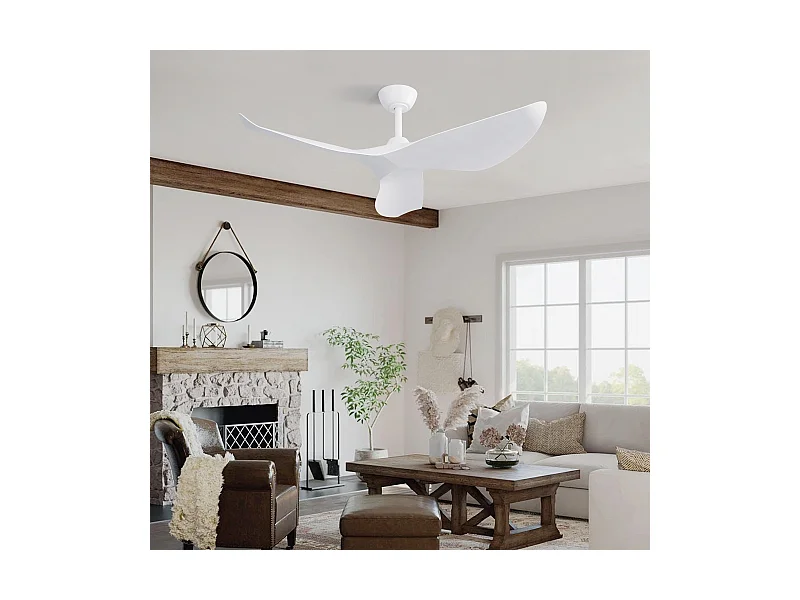 38 Zoll weißer Deckenventilator - 6-Gang-Deckenventilator mit Fernbedienung - für Schlafzimmer und Wohnzimmer