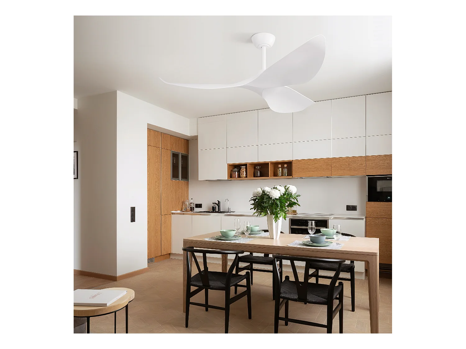 Ventilador de techo blanco de 38 pulgadas - Ventilador de techo de 6 velocidades con control remoto - Para dormitorio y sala de estar