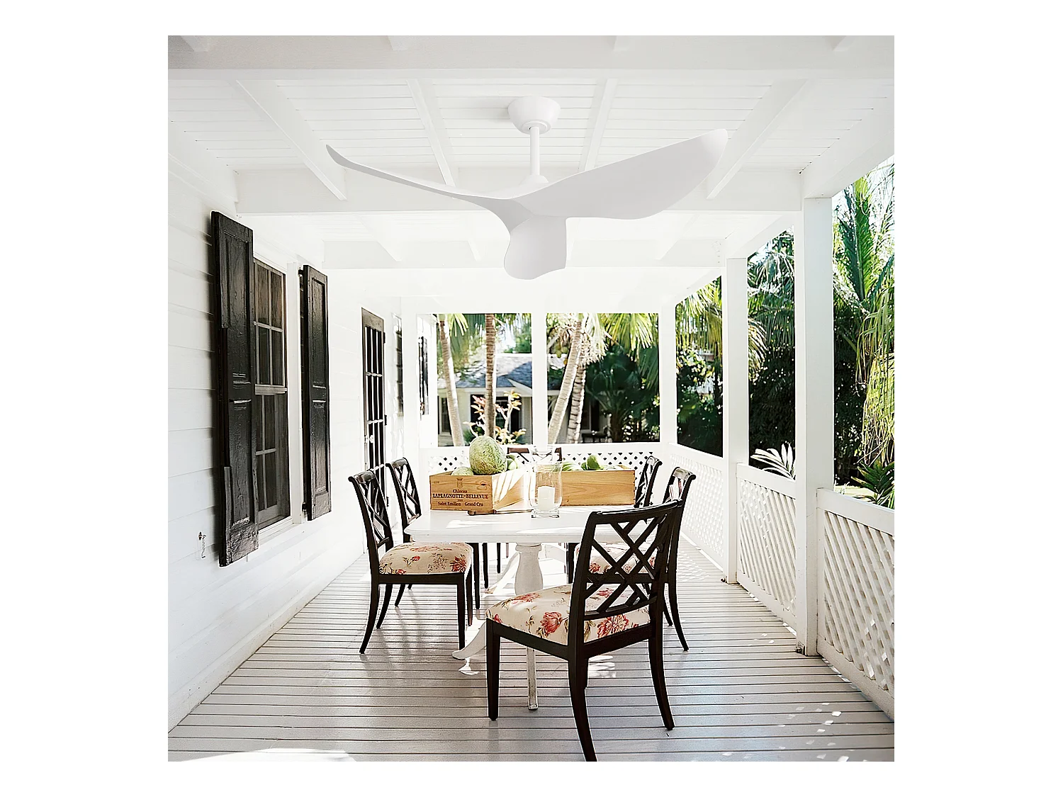 Ventilador de techo blanco de 38 pulgadas - Ventilador de techo de 6 velocidades con control remoto - Para dormitorio y sala de estar