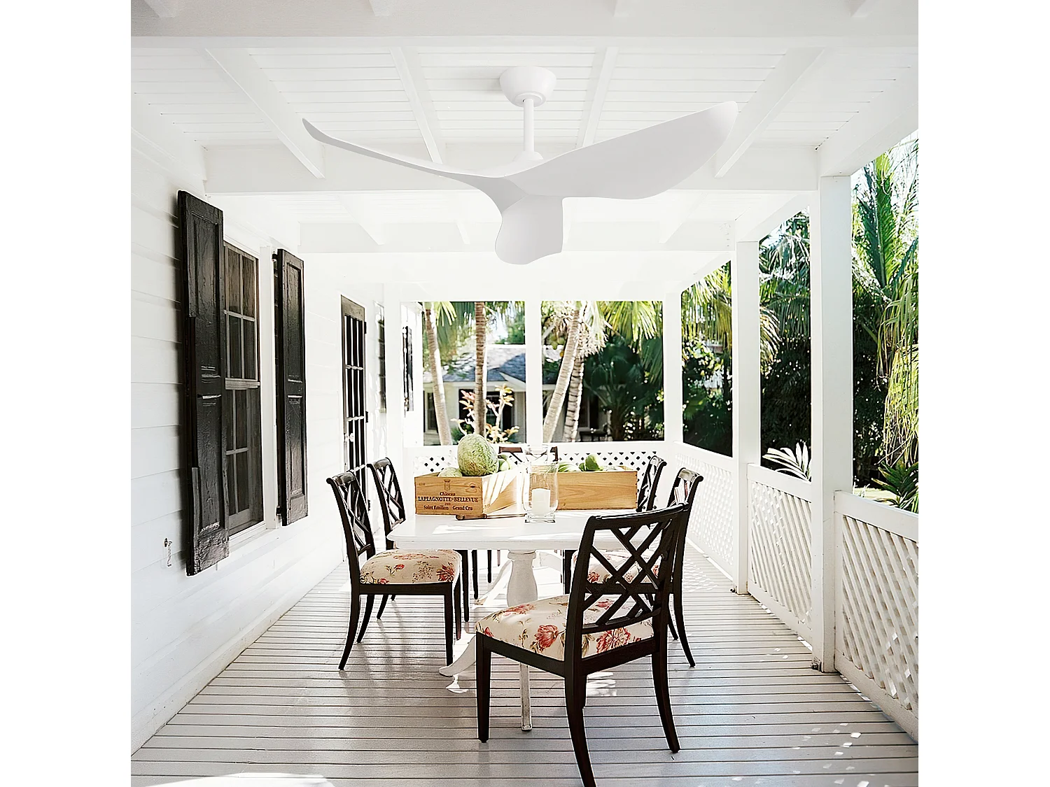 Ventilateur de plafond blanc 38 pouces – Ventilateur de plafond à 6 vitesses et télécommande – pour chambre et salon