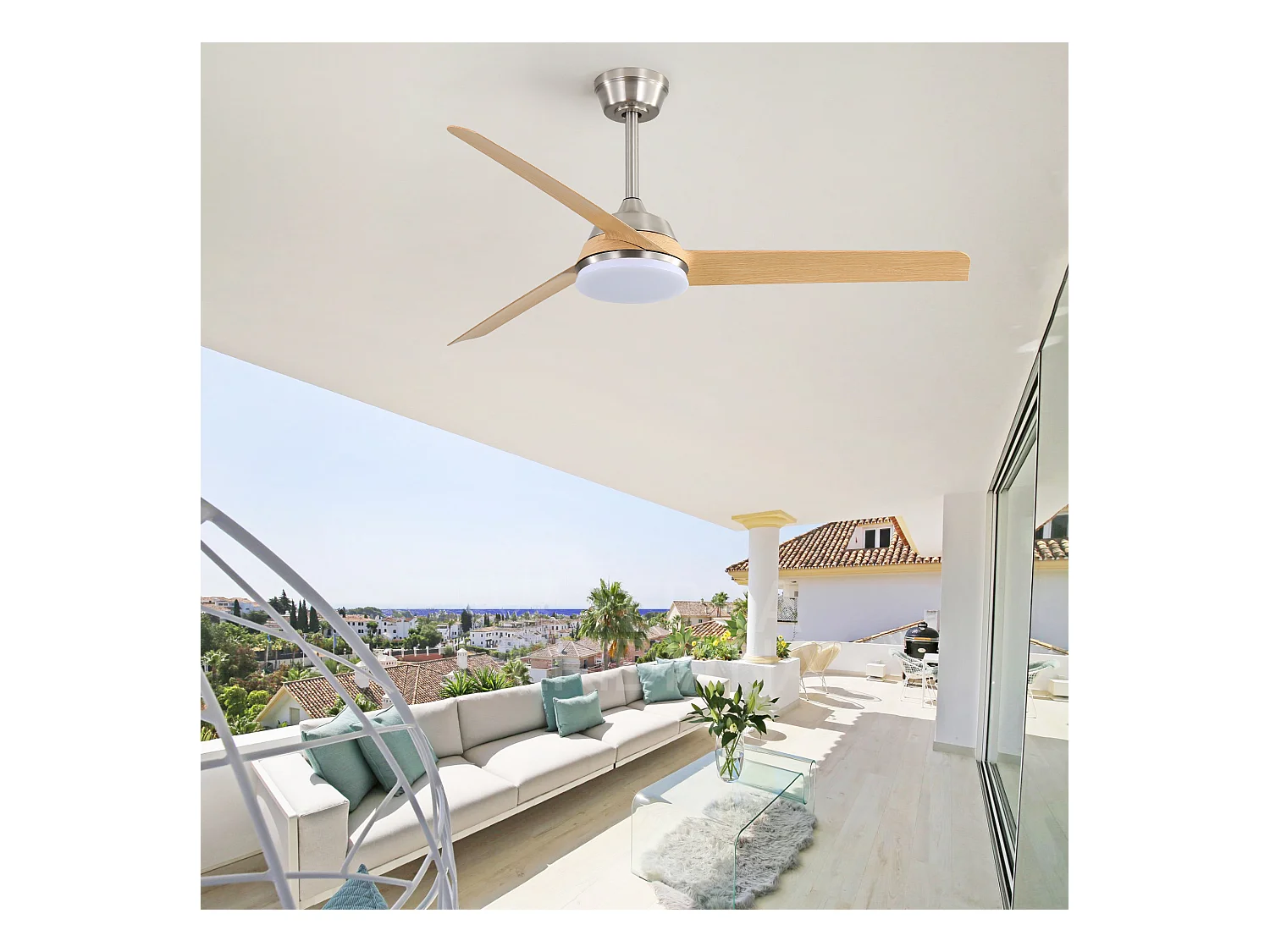 Ventilateur de plafond noir 20 pouces – Ventilateur de plafond avec 7 pales en ABS et télécommande – 6 vitesses – pour maison de campagne