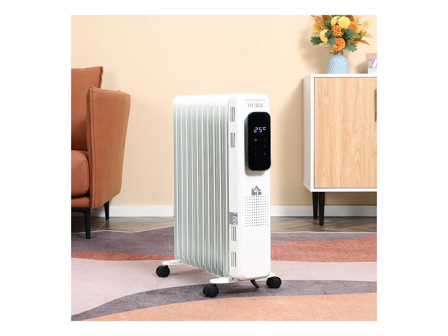 Radiateur blanc - Radiateur avec 3 niveaux de chauffage et rouleau - pour salon et chambre