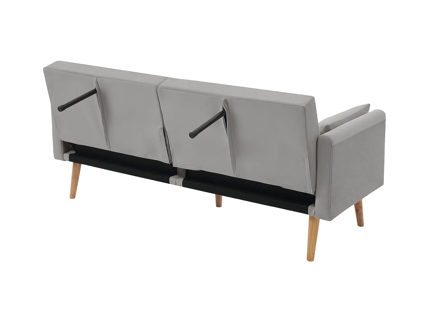 Canapé relaxation gris - Canapé avec pieds et accoudoirs en bois - convient au salon et à la chambre