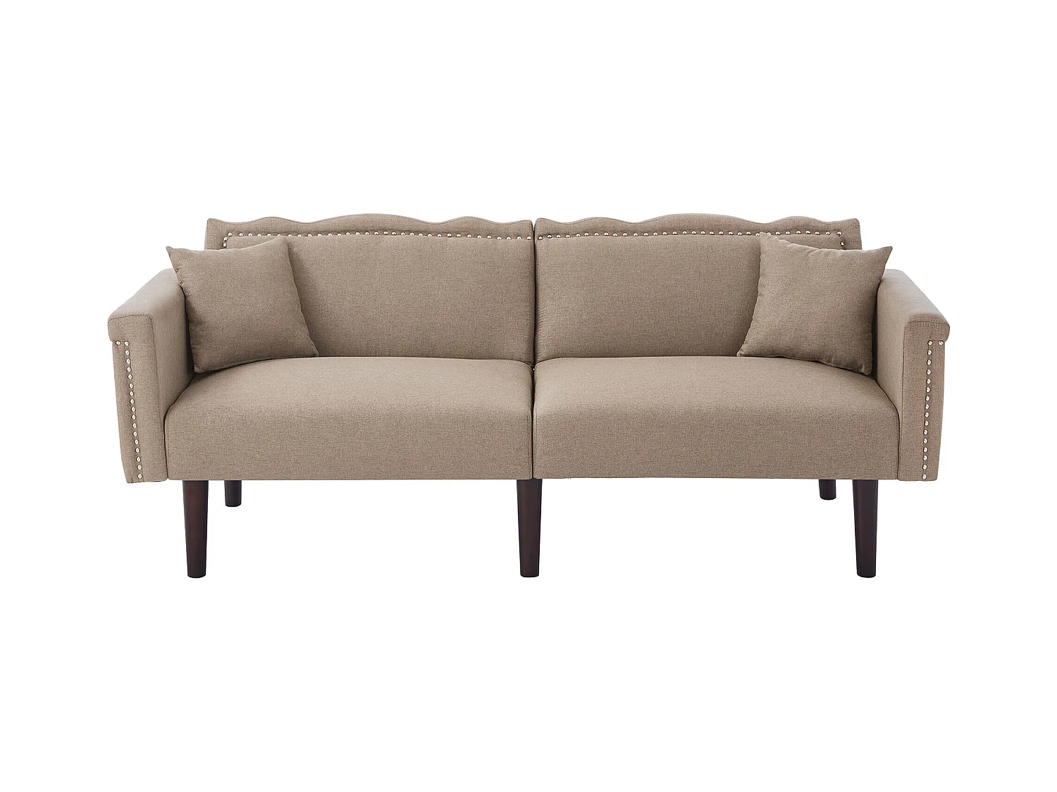 Canape 2 places marron - Canapé avec dossier réglable et 6 pieds en bois - pour salon et chambre