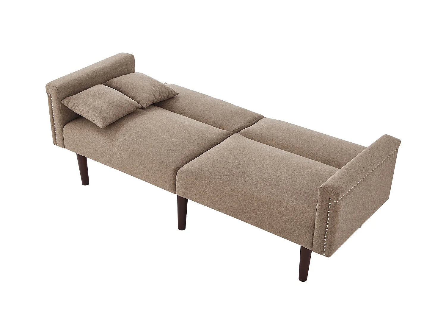 Canape 2 places marron - Canapé avec dossier réglable et 6 pieds en bois - pour salon et chambre