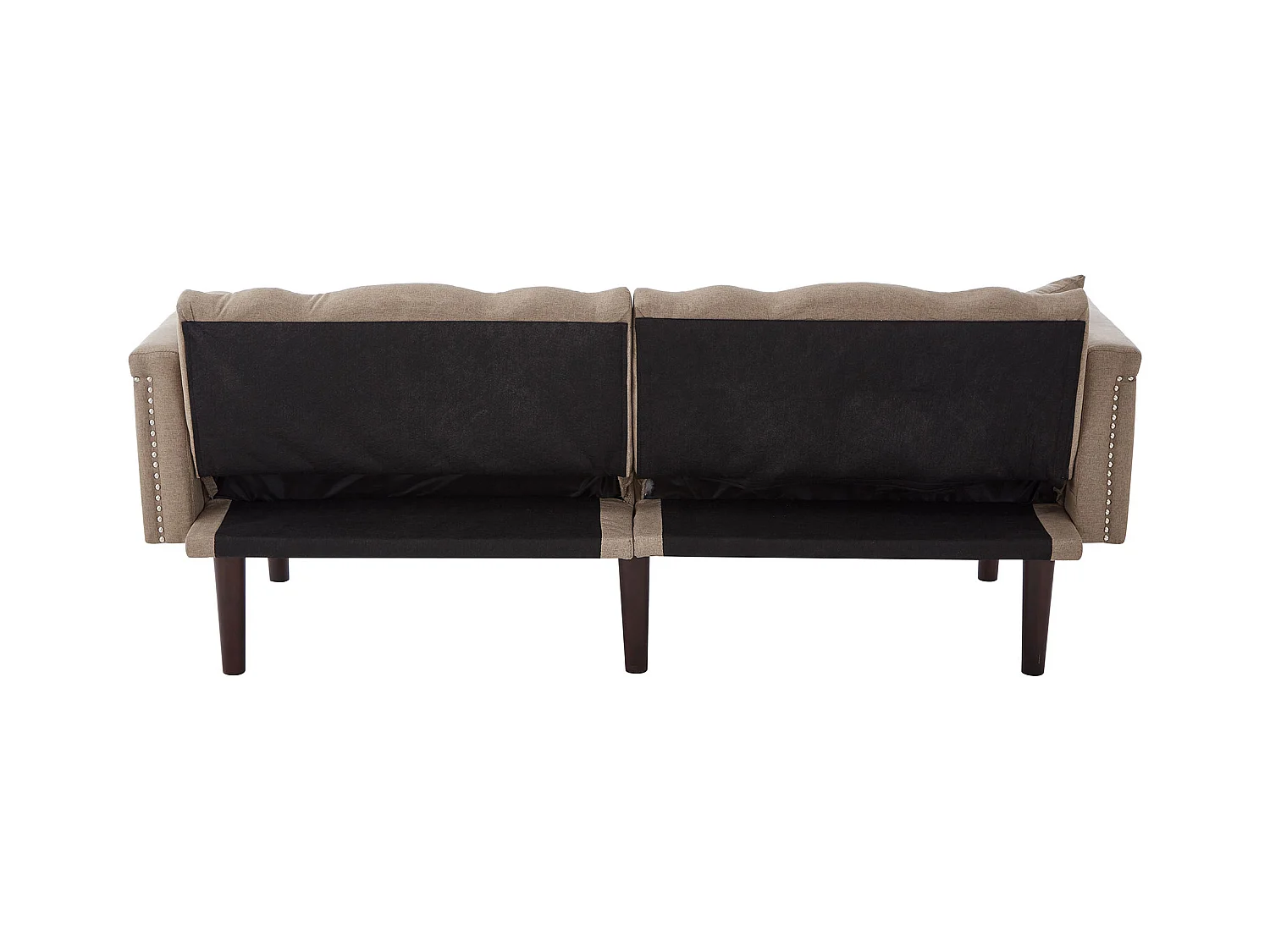 Canape 2 places marron - Canapé avec dossier réglable et 6 pieds en bois - pour salon et chambre