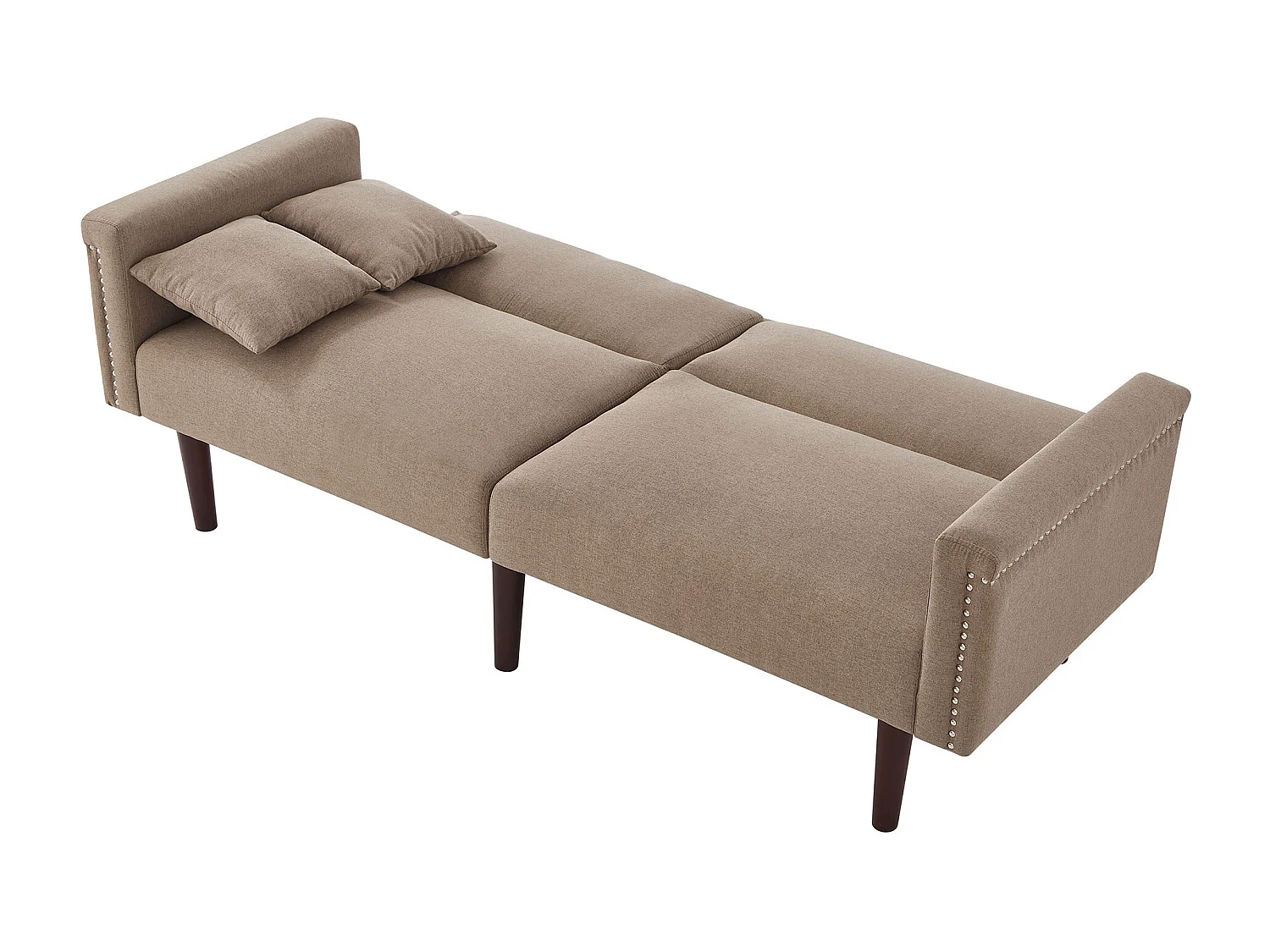 Canape 2 places marron - Canapé avec dossier réglable et 6 pieds en bois - pour salon et chambre