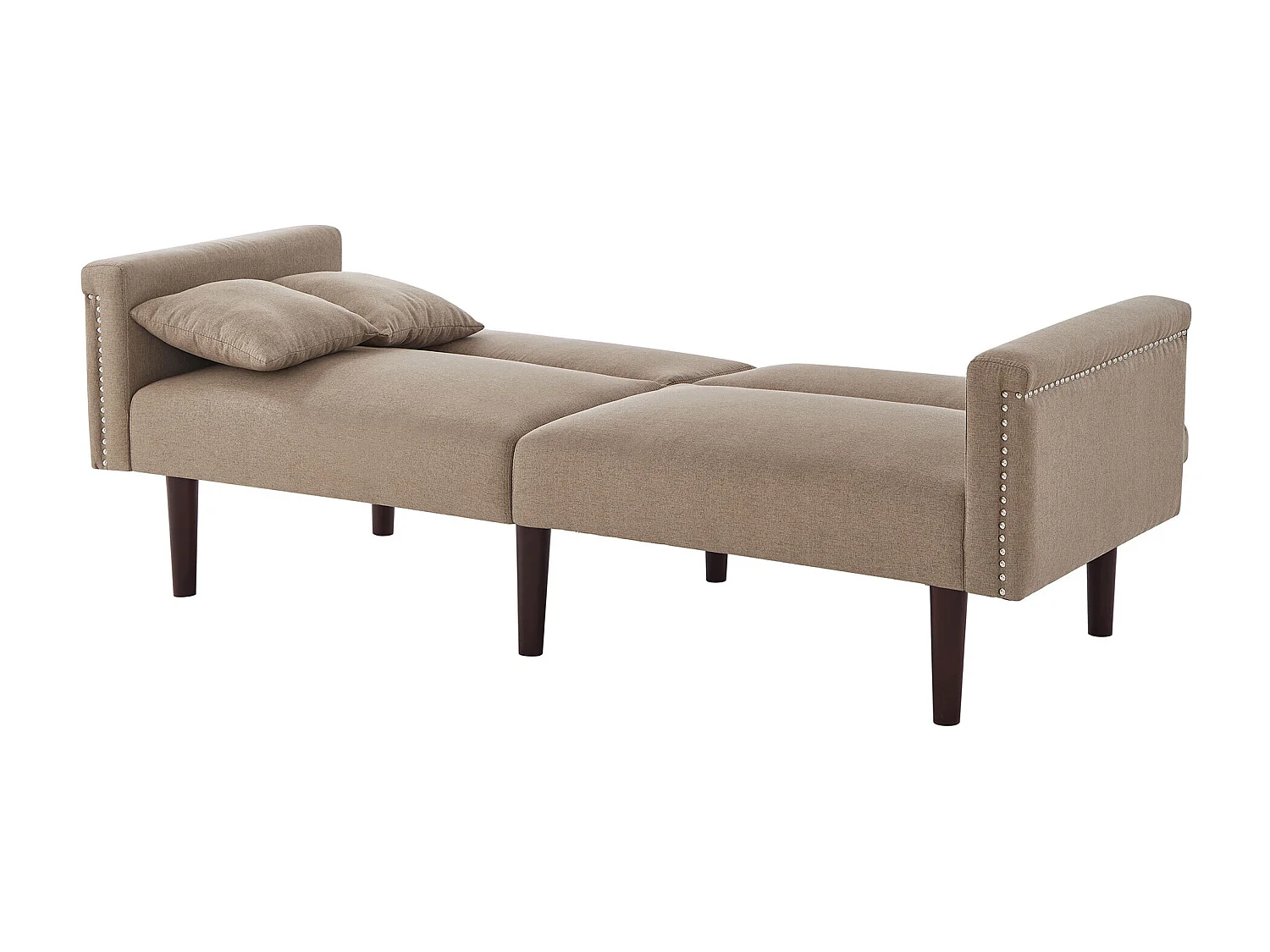 Canape 2 places marron - Canapé avec dossier réglable et 6 pieds en bois - pour salon et chambre