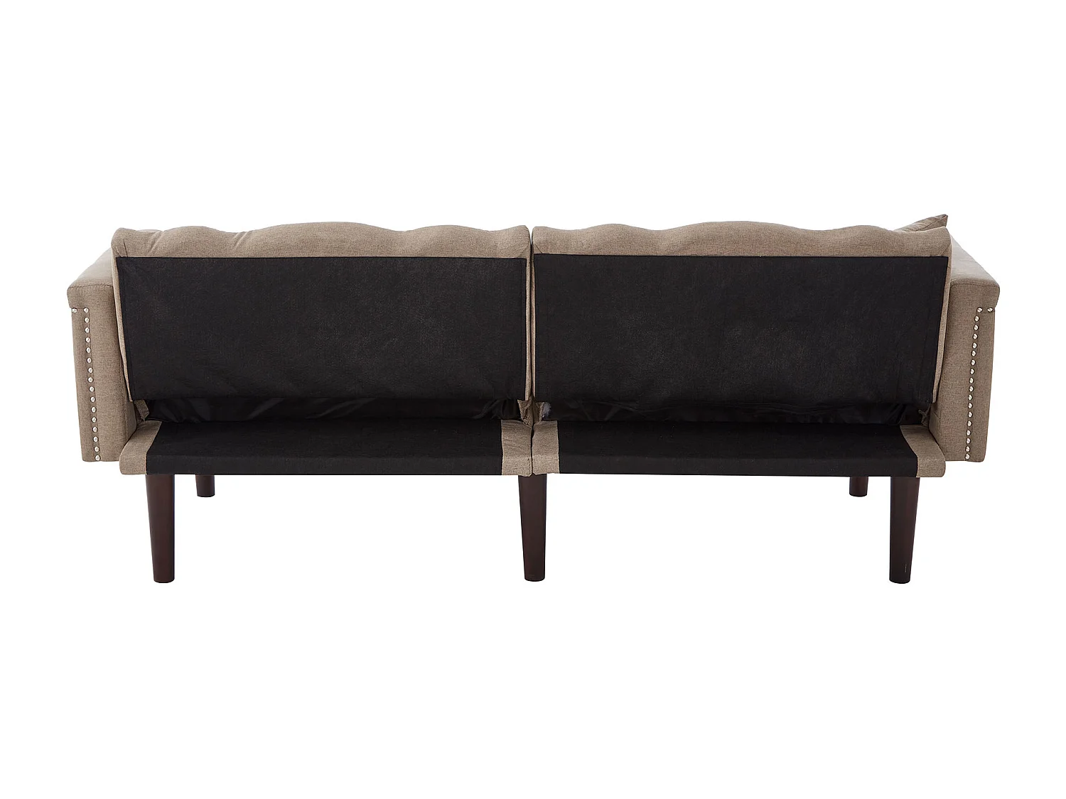 Canape 2 places marron - Canapé avec dossier réglable et 6 pieds en bois - pour salon et chambre