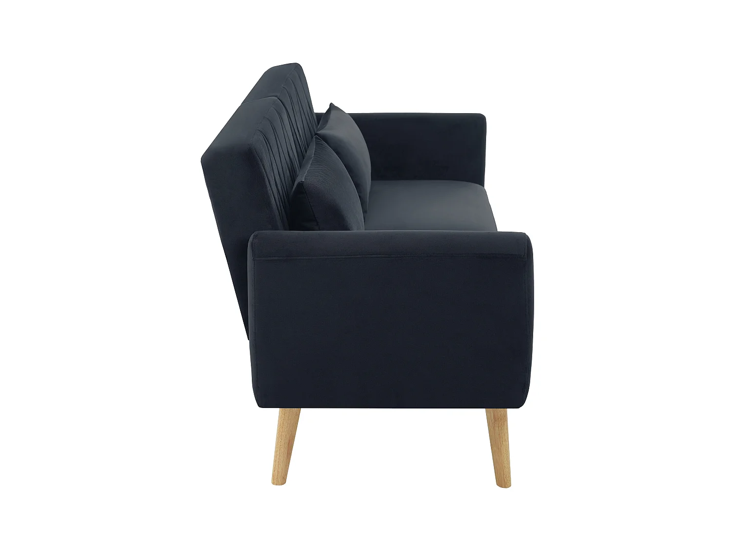 Canape 2 places gris foncé - Canapé avec pieds et accoudoirs en bois - convient au salon et à la chambre