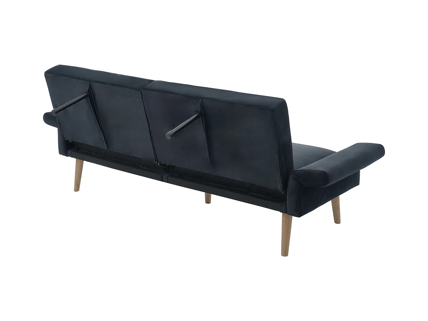 Canape 2 places gris foncé - Canapé avec pieds et accoudoirs en bois - convient au salon et à la chambre