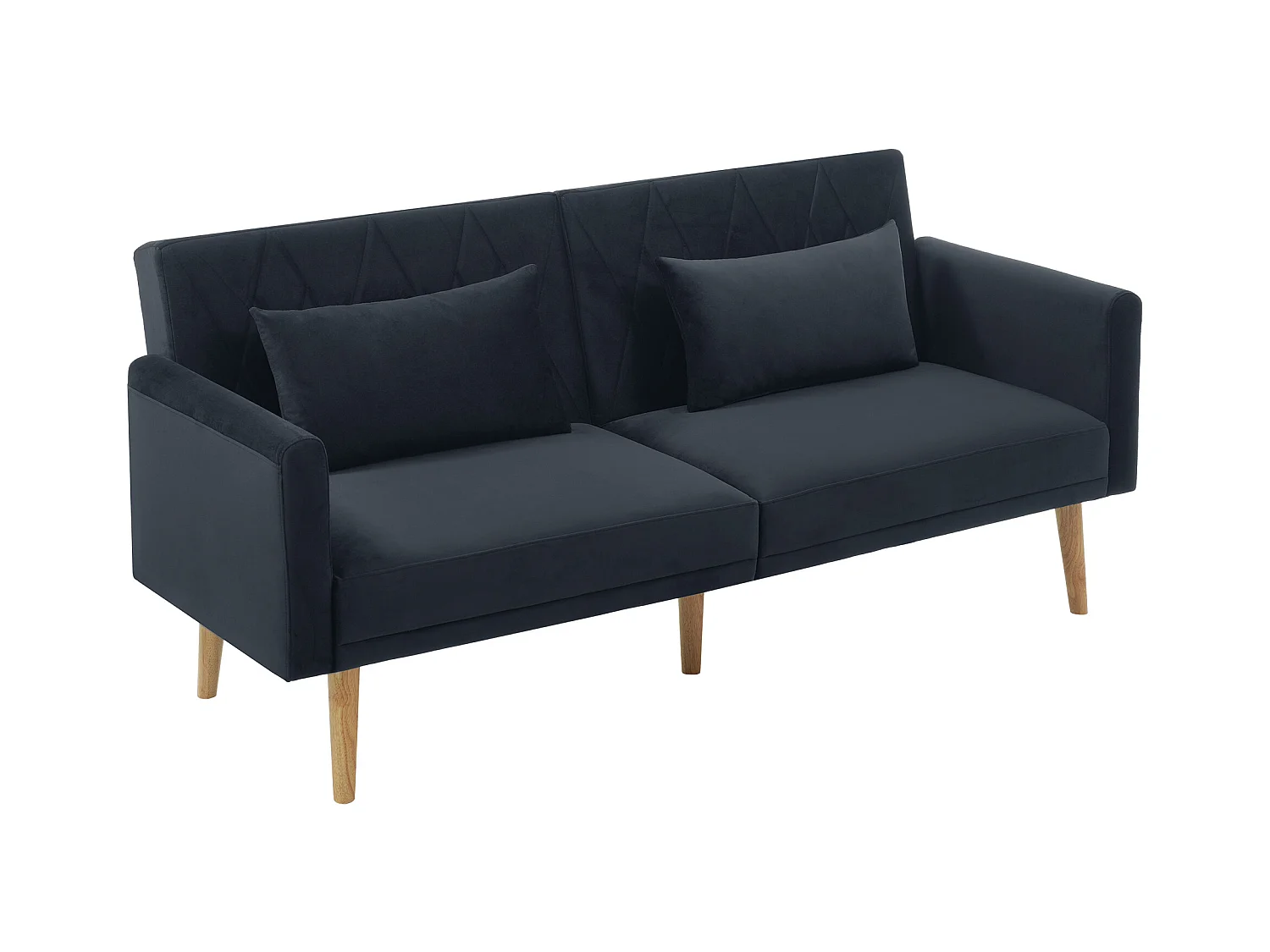 Canape 2 places gris foncé - Canapé avec pieds et accoudoirs en bois - convient au salon et à la chambre