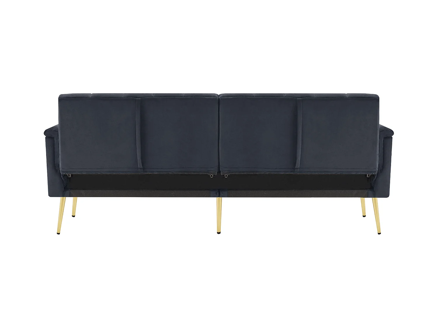 Canape 2 places noir foncé - Canapé avec pieds et accoudoirs en métal - pour salon et chambre