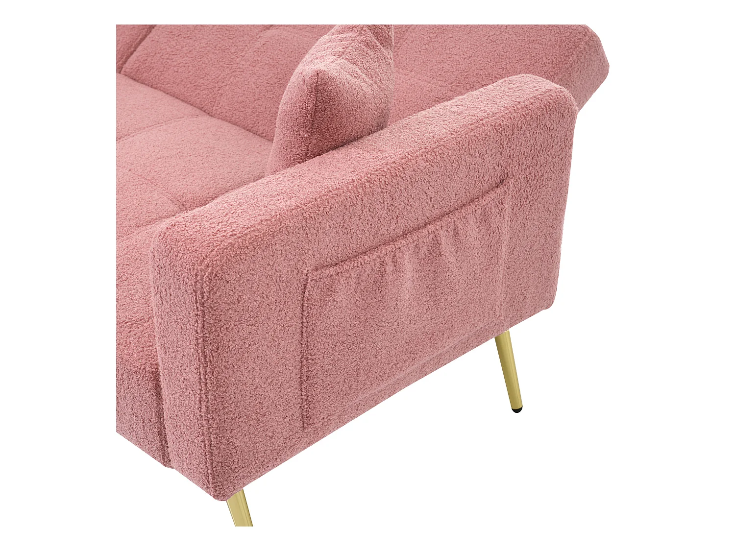 Canapé relaxation rose - Canapé avec coussins et poches de rangement - pieds dorés - pour salon et chambre