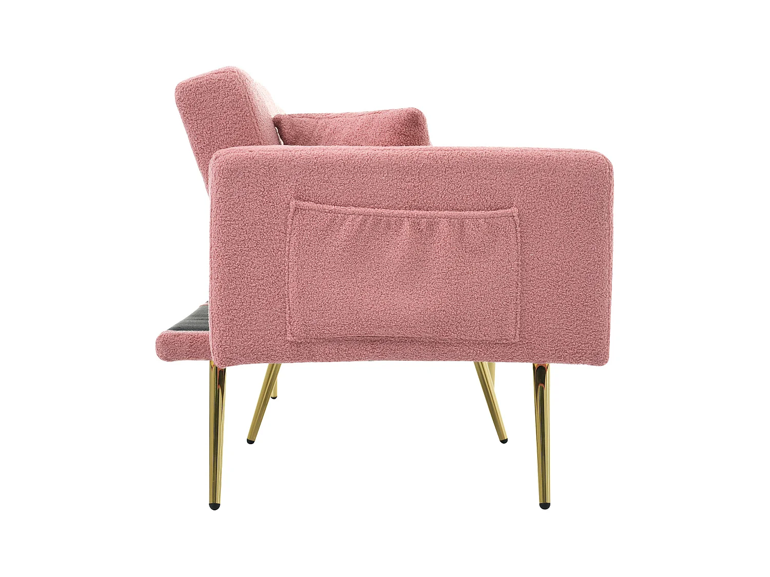 Canapé relaxation rose - Canapé avec coussins et poches de rangement - pieds dorés - pour salon et chambre