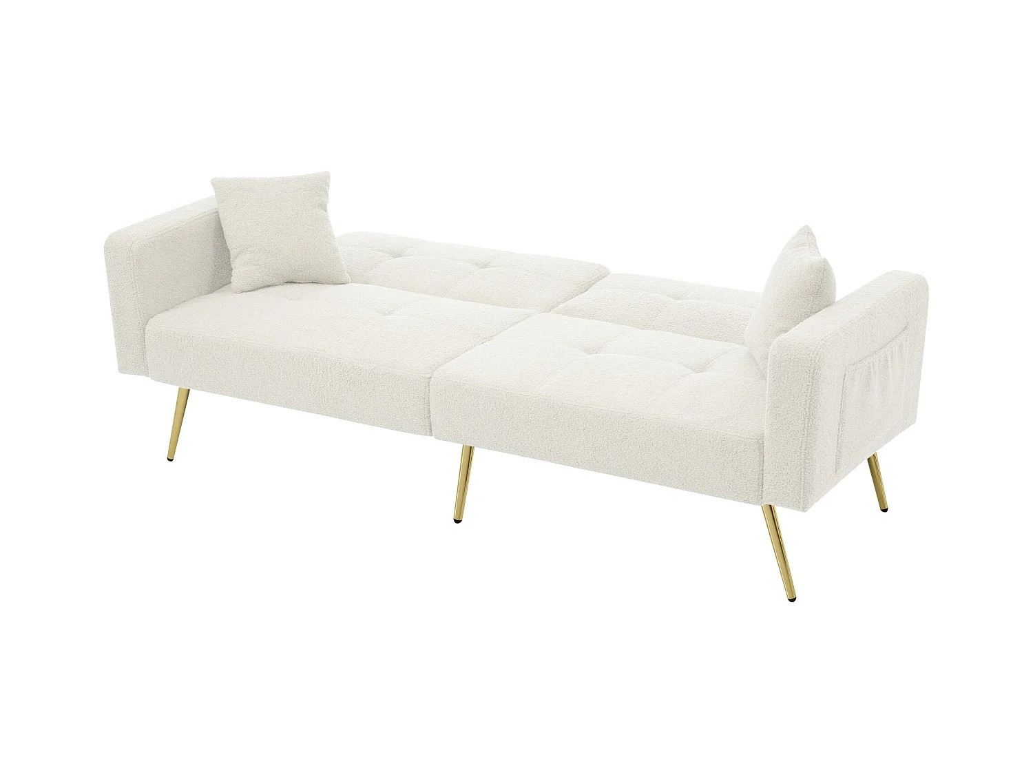 Blanc Loungesofa - Sofa mit Kissen und Aufbewahrungstaschen - goldene beine - für wohnzimmer und schlafzimmer