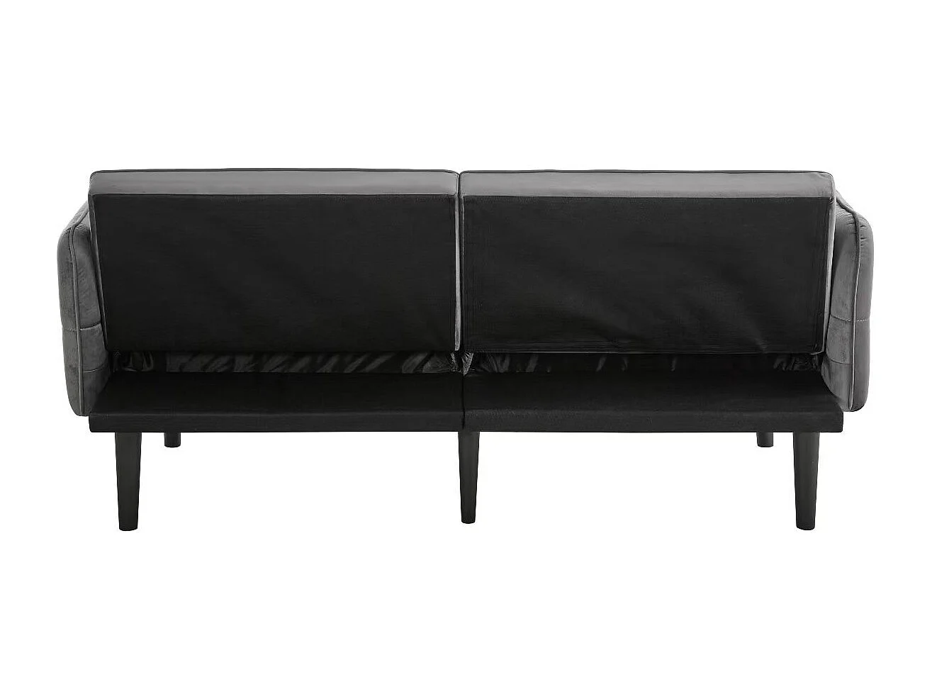 Canapé relaxation gris - Canapé avec accoudoirs rabattables et 2 coussins - six pieds en bois - pour salons et chambres