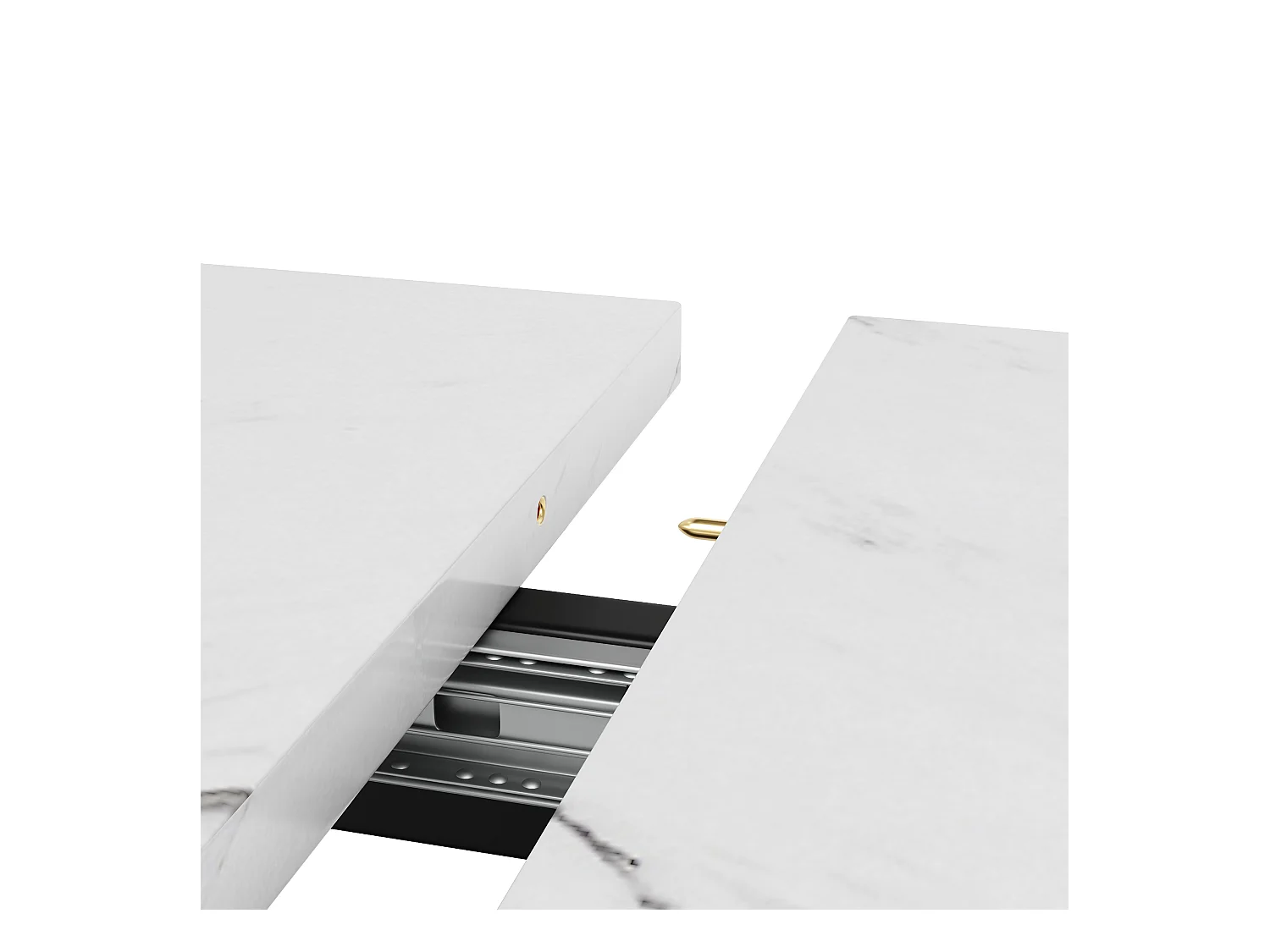 Table à manger en blanc - Table à manger extensible avec pieds croisés en fer noir - pour cuisine et salon