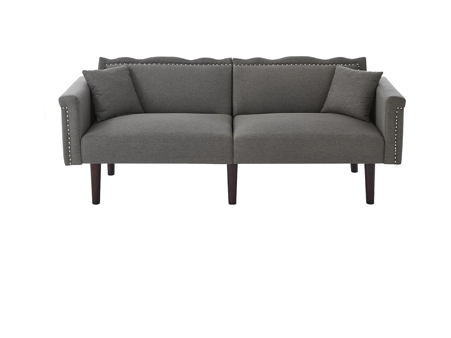 Canapé relaxation gris - Canapé avec dossier réglable et 6 pieds en bois - pour salon et chambre