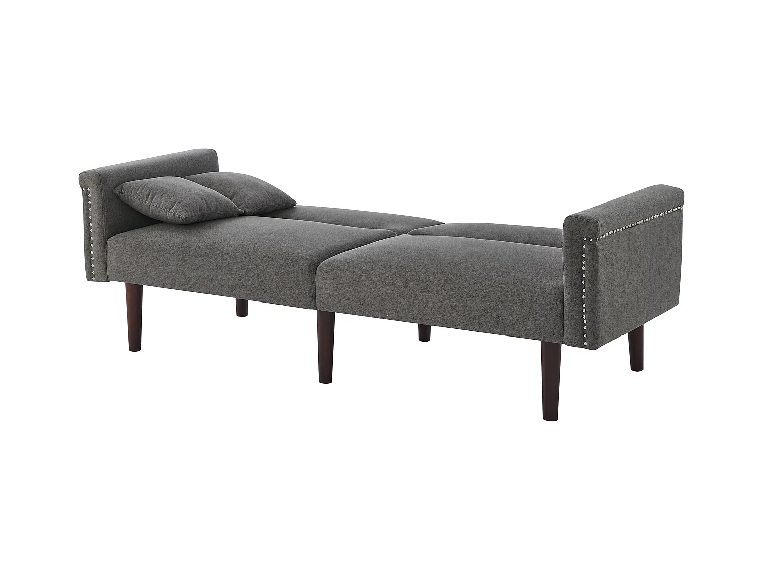 Canapé relaxation gris - Canapé avec dossier réglable et 6 pieds en bois - pour salon et chambre