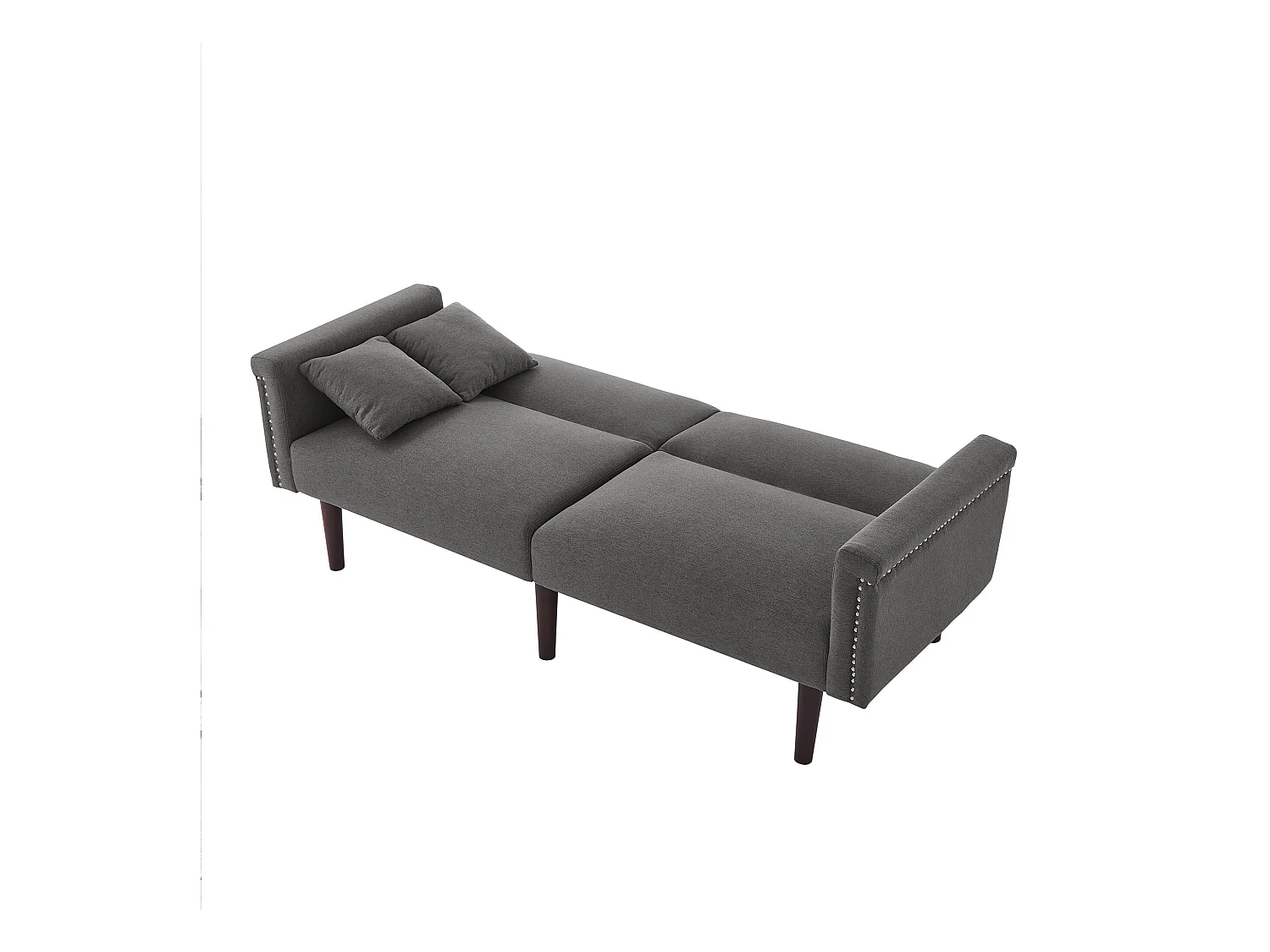 Canapé relaxation gris - Canapé avec dossier réglable et 6 pieds en bois - pour salon et chambre