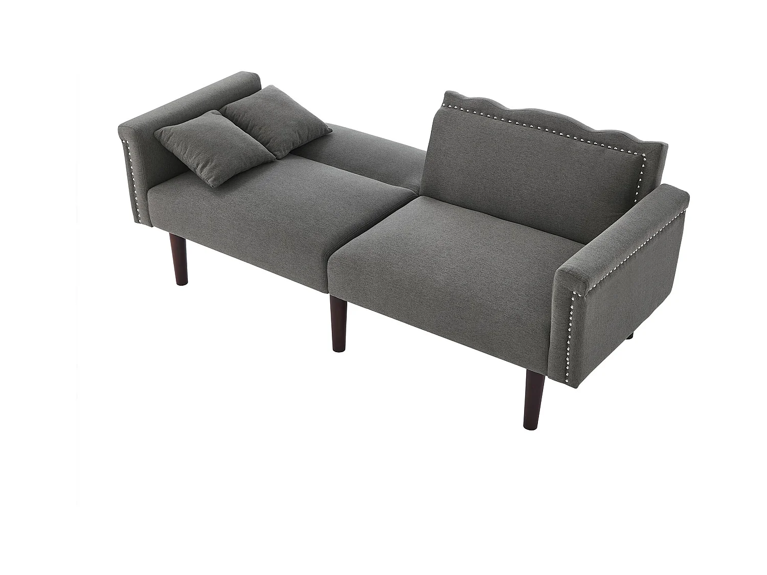 Canapé relaxation gris - Canapé avec dossier réglable et 6 pieds en bois - pour salon et chambre