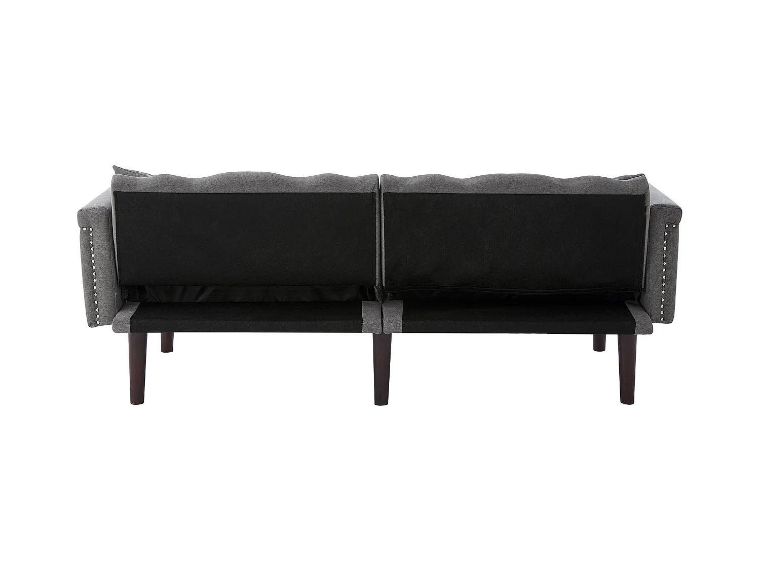 Canapé relaxation gris - Canapé avec dossier réglable et 6 pieds en bois - pour salon et chambre