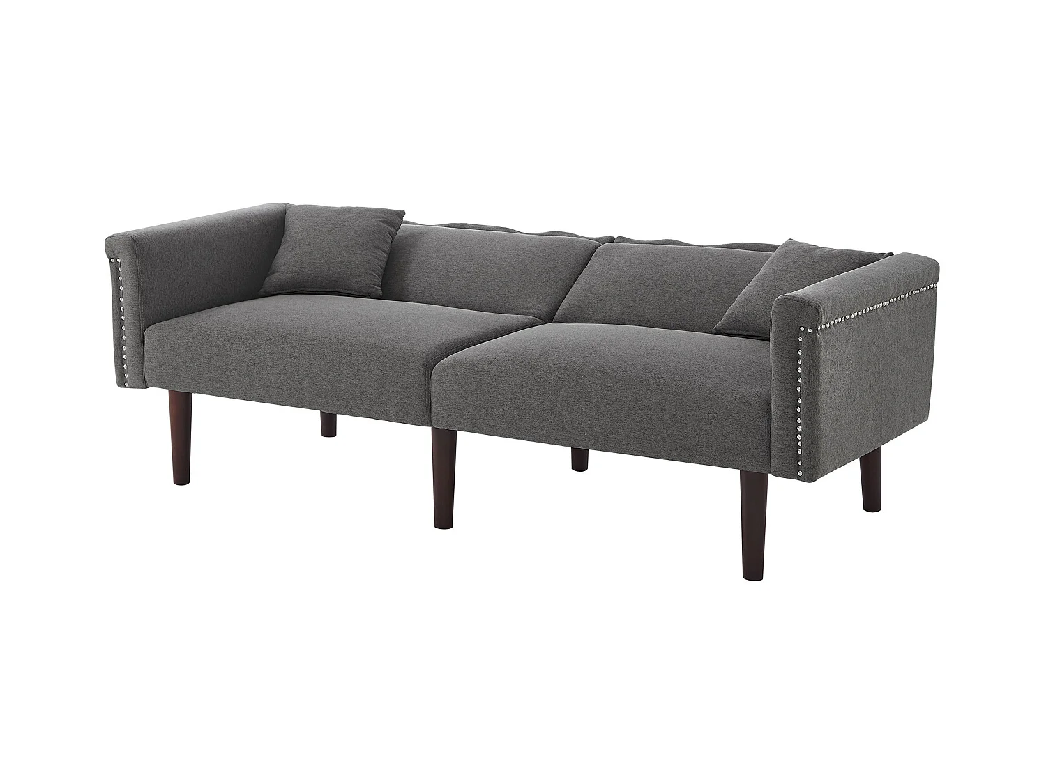 Canapé relaxation gris - Canapé avec dossier réglable et 6 pieds en bois - pour salon et chambre