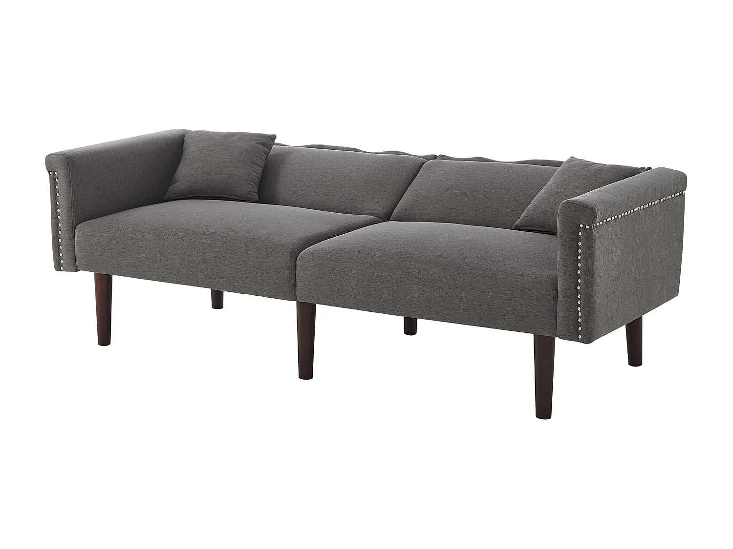 Canapé relaxation gris - Canapé avec dossier réglable et 6 pieds en bois - pour salon et chambre