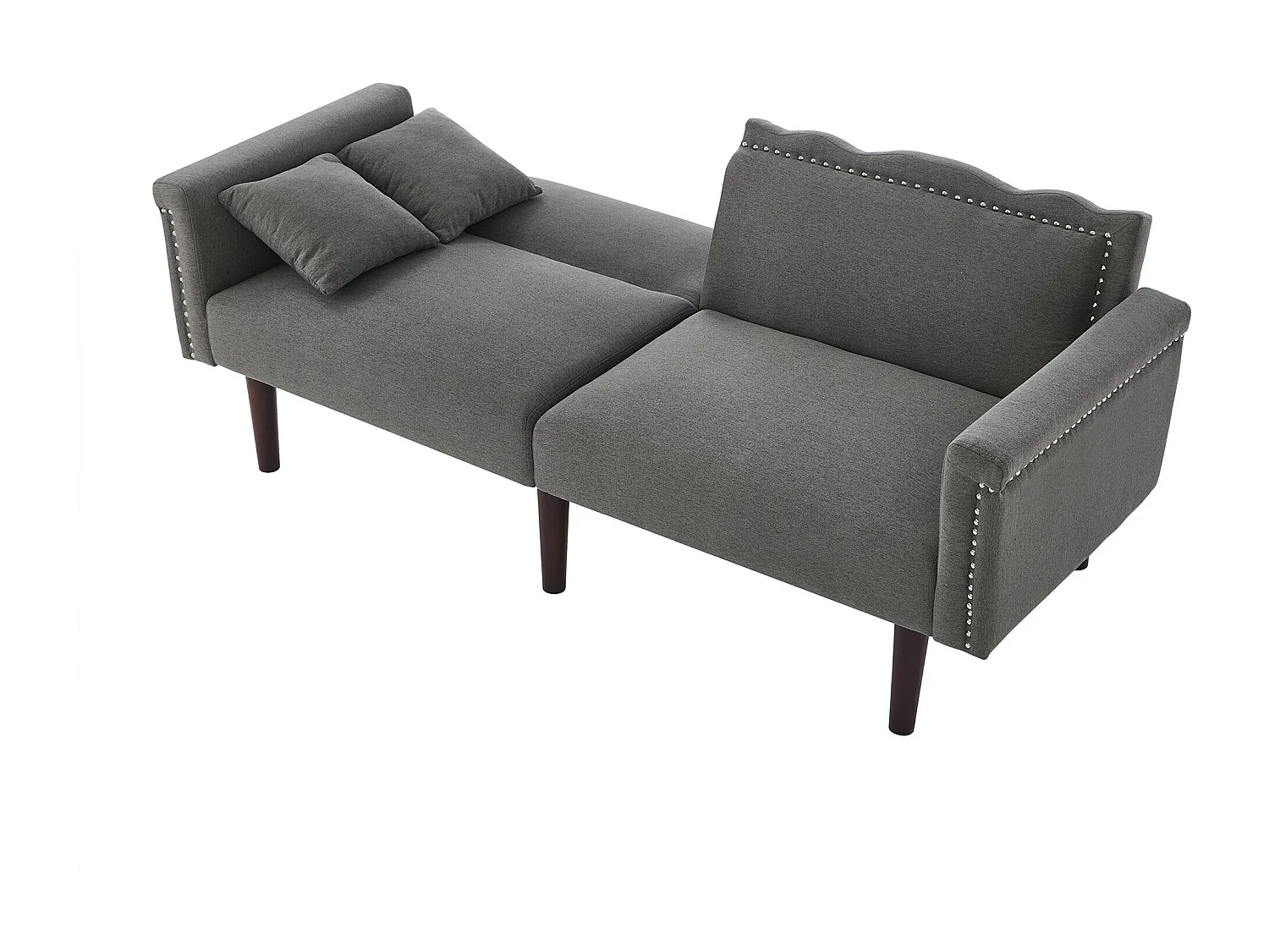 Canapé relaxation gris - Canapé avec dossier réglable et 6 pieds en bois - pour salon et chambre