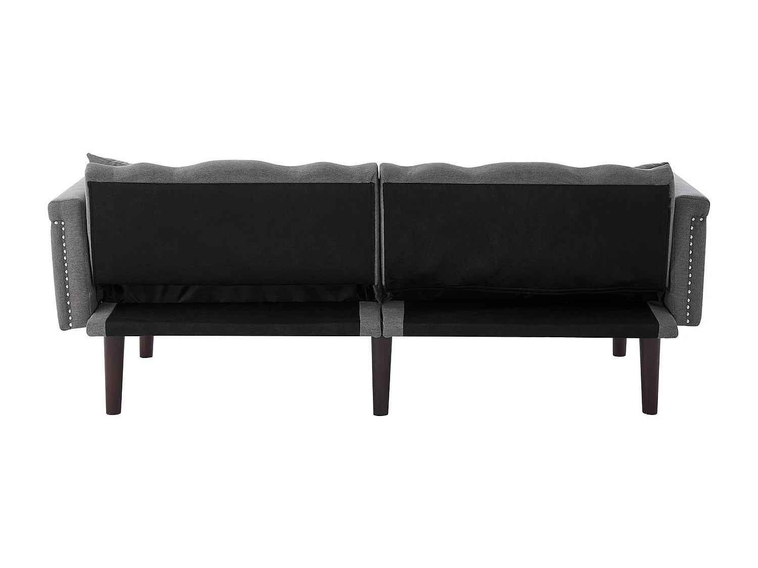 Canapé relaxation gris - Canapé avec dossier réglable et 6 pieds en bois - pour salon et chambre