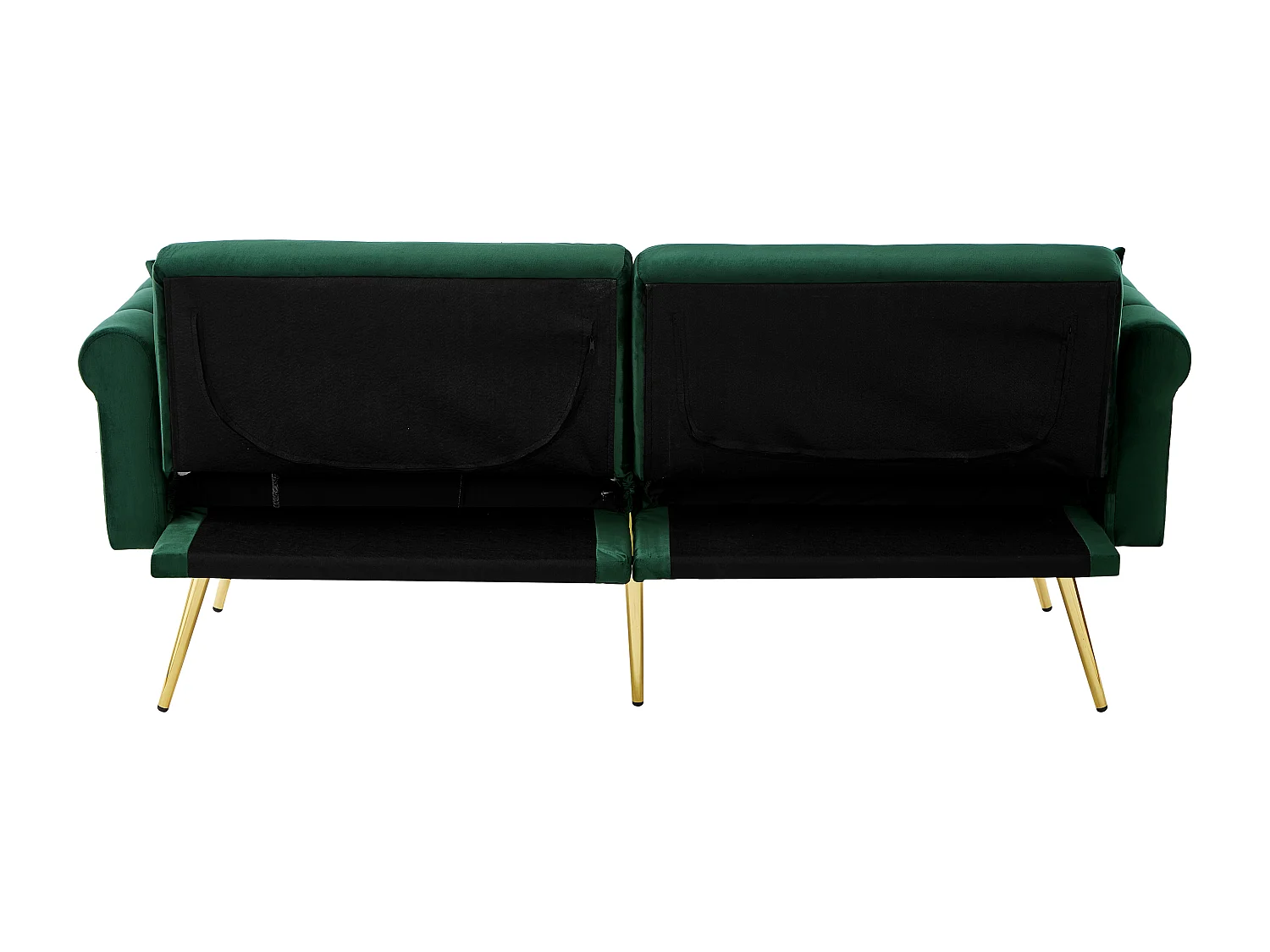 Canape 2 places vert - Canapé avec dossier réglable et accoudoirs - 6 pieds en métal - pour salon et chambre