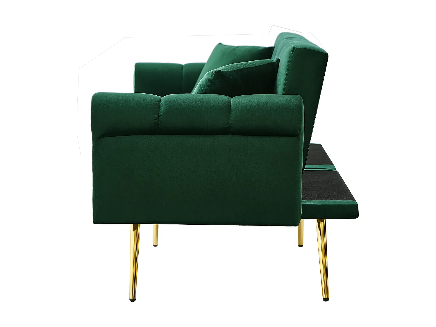 Canape 2 places vert - Canapé avec dossier réglable et accoudoirs - 6 pieds en métal - pour salon et chambre