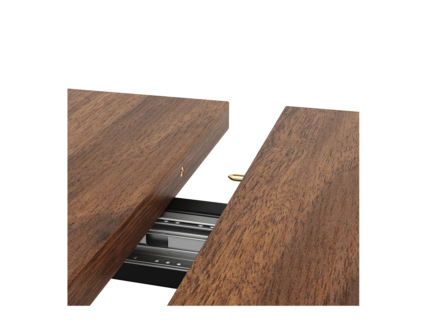 Table à manger en noyer - Table à manger extensible avec pieds croisés en fer noir - pour cuisine et salon