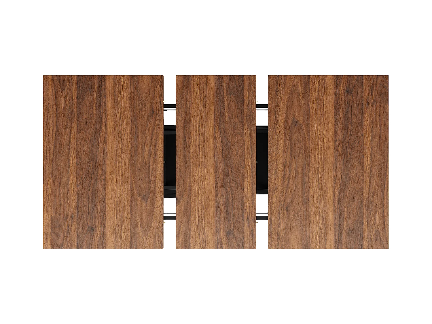 Table à manger en noyer - Table à manger extensible avec pieds croisés en fer noir - pour cuisine et salon