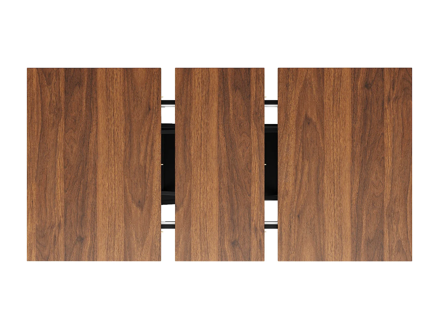 Esstisch aus Walnussholz – Ausziehbarer Esstisch mit schwarzen Eisenkreuzbeinen – für küche und wohnzimmer