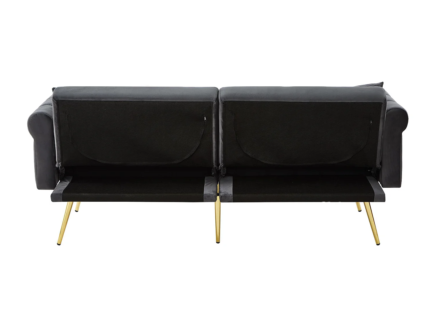 Canape 2 places gris - Canapé avec dossier réglable et accoudoirs - 6 pieds en métal - pour salon et chambre