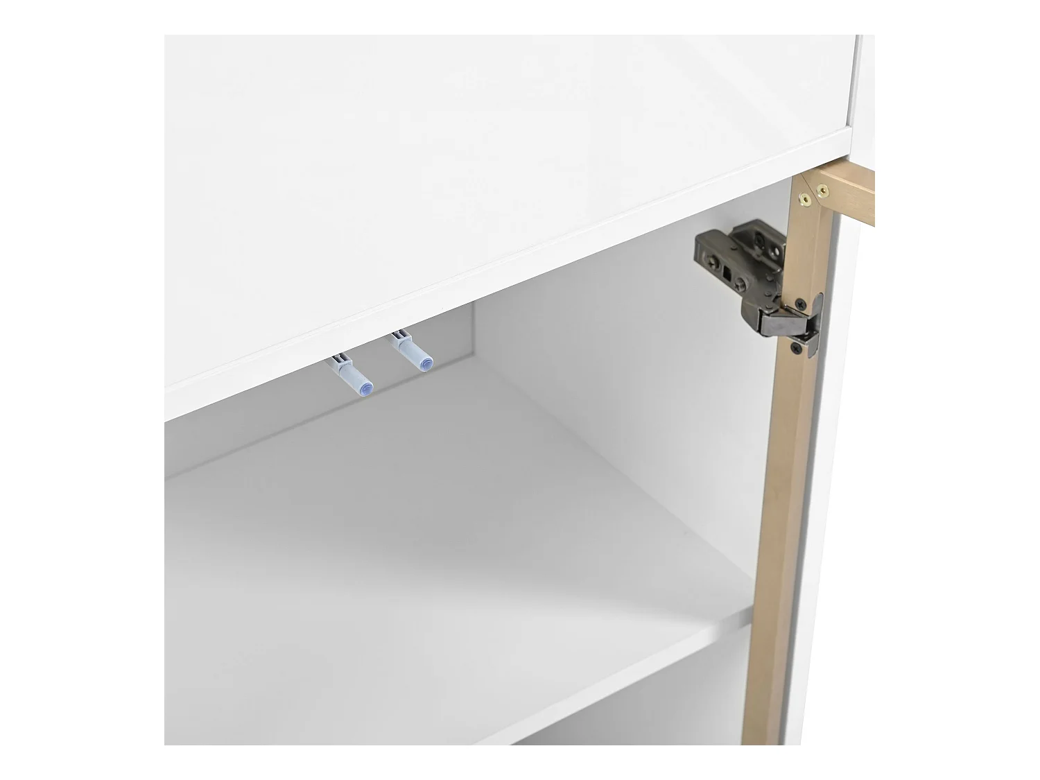 Vitrine blanche - Vitrine avec 4 portes vitrées et 1 tiroir - éclairage LED et Bluetooth - pour salon et chambre